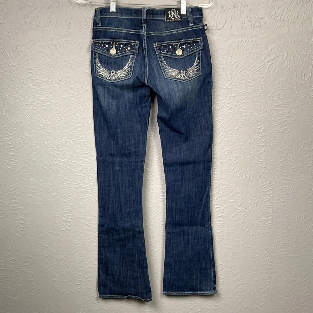 Rock & Republic Blue Kasandra Bling Pocket Jeans Women's Size 2 - Picture 12 of 16